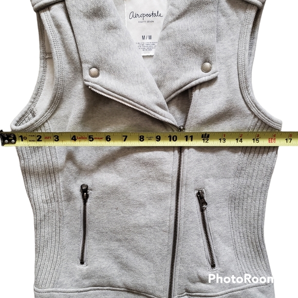 Aeropostale eighty seven Girls Moto Vest Asymmetrical Zip Up Gray Size Medium - Picture 2 of 8